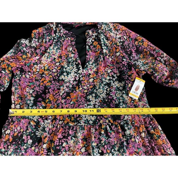 NWT Vince Camuto Women's Lightweight Three Tier Mini Dress Black/Multi, Medium - Picture 6 of 8